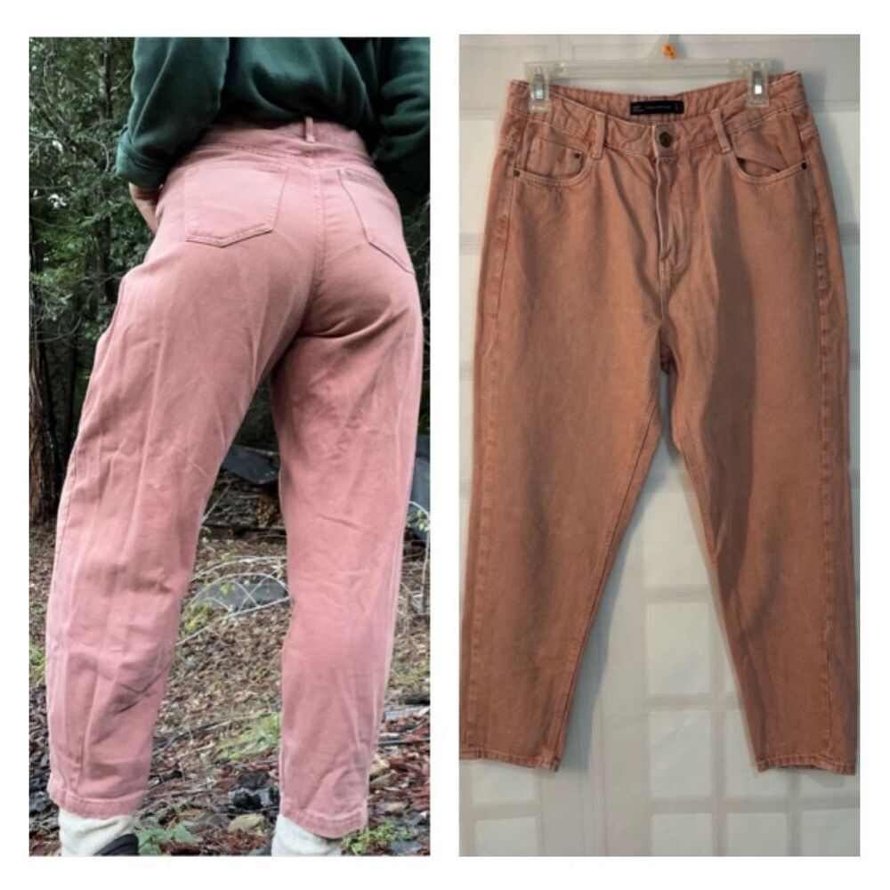 🔥🔥 5/$25 sale 🔥🔥 Zara pink mauve tapered leg denim Jeans Size 6